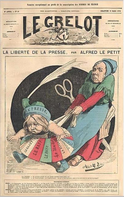 « La liberté de la presse » par Alfred Le Petit, Le Grelot, 10 mars 1872