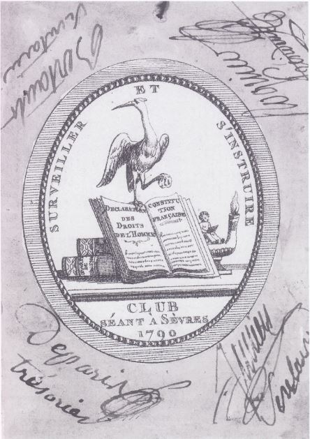 Carte de membre de la Société des Amis de la Constitution de Sèvres (verso)